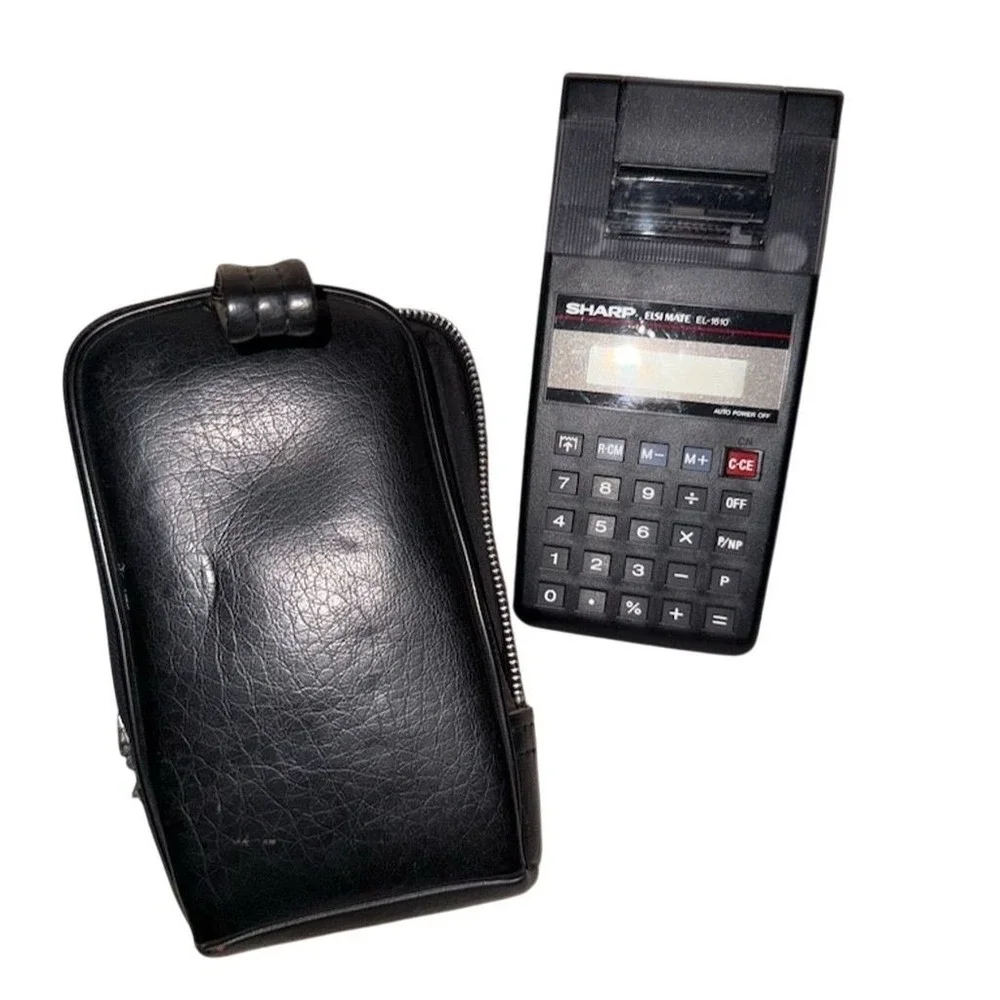 Vintage Sharp ELSI MATE EL-1610 Calculator‎ with Leather Case